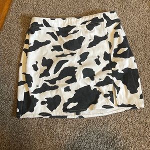 Cow Print Denim Skirt